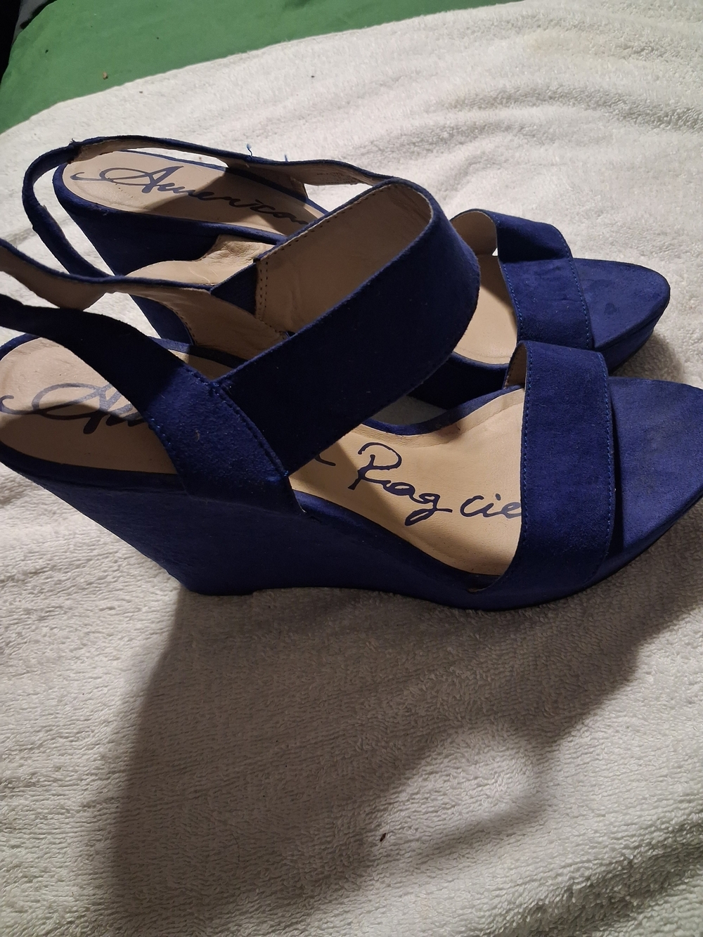Royal Blue Women's Wedge Sandals Size 10